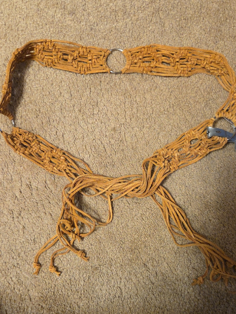Wet Seal Mustard Yellow Macramé Fringe Belt